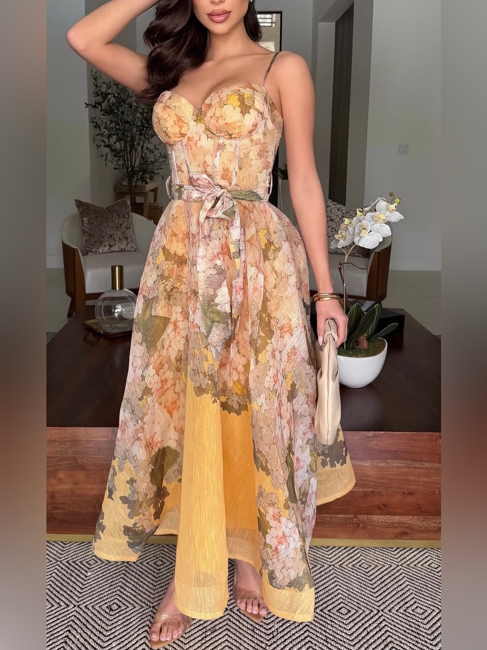 Golden Garden Midi Dress